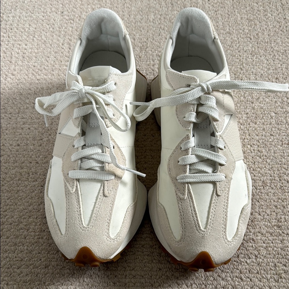 New Balance Classics 327 Women's Sneakers in White and Tan - Picture 5 of 5